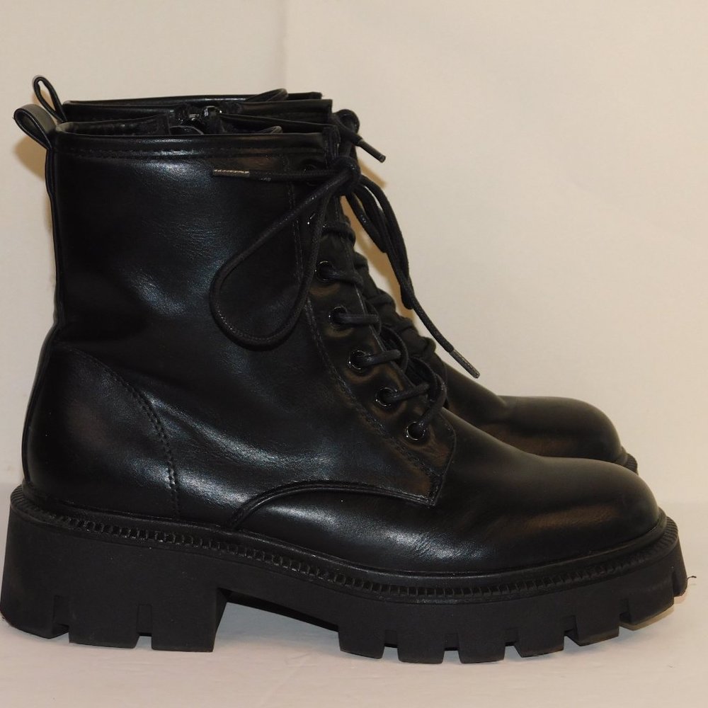 Nasty Gal Lace Up Black Combat Moto Boots Size 7 - Picture 4 of 12